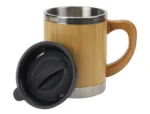 50 Bamboo & Stainless Steel Coffee Travel Mug with Handle and Lid